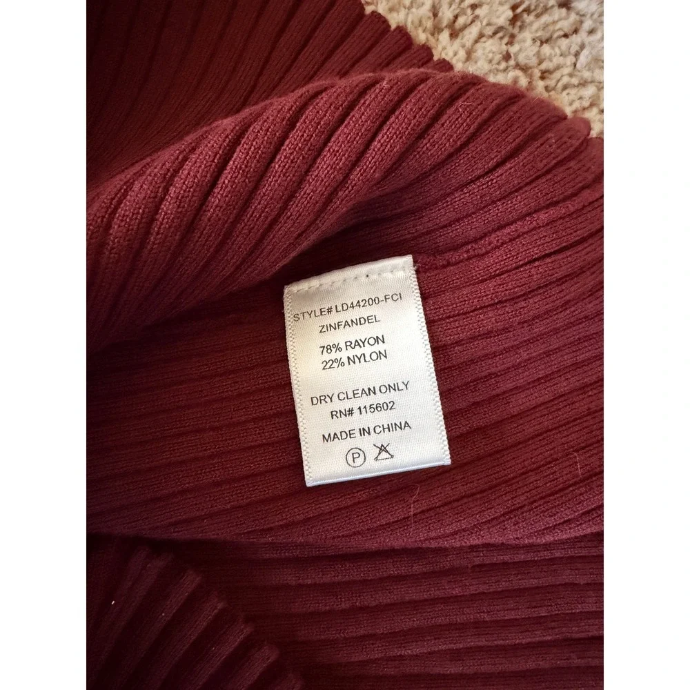 Lush "After Hours" Ribbed Knit Maxi Dress M Burgundy Long Sleeve Cutout Mock - Picture 7 of 8